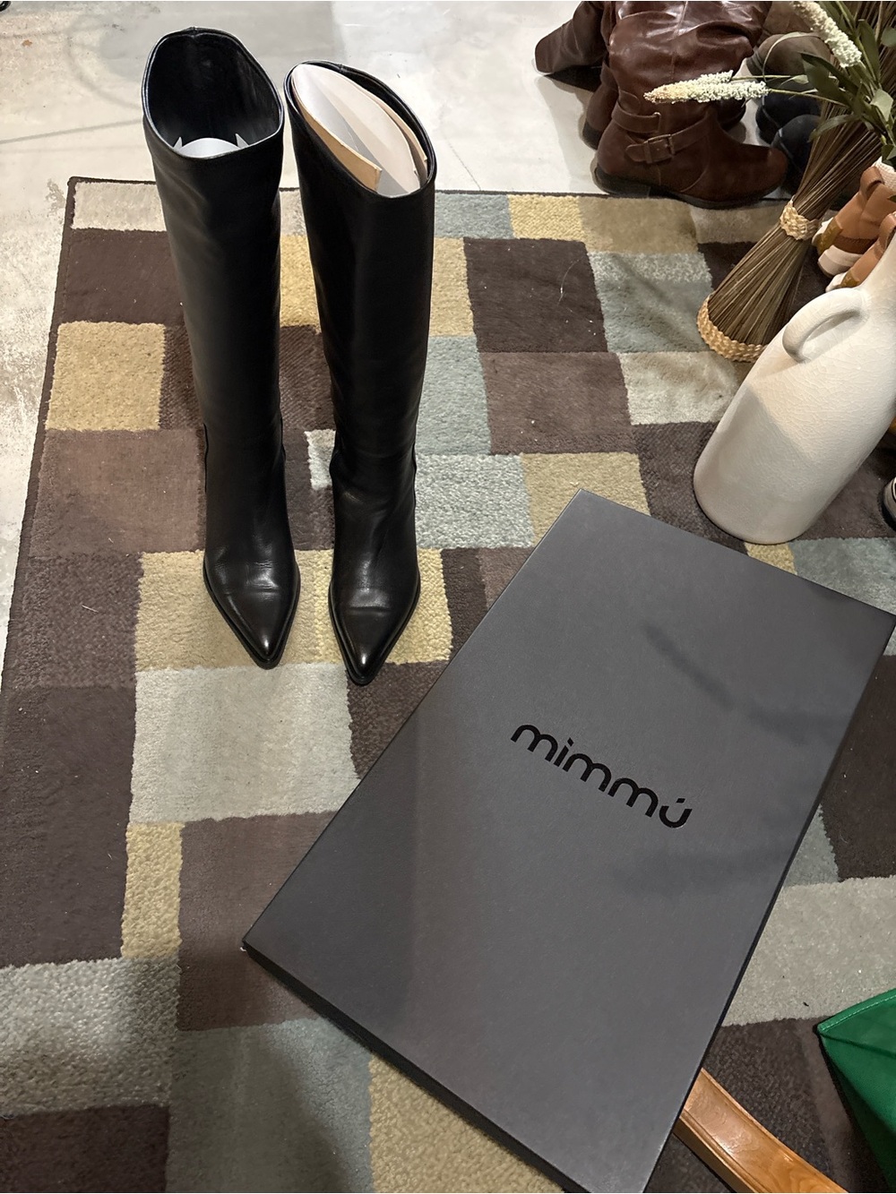 Mimmù Black Leather Knee High Boots Size 40